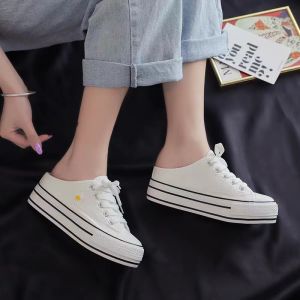 ✨สินค้ามาใหม่ ✨รองเท้าผ้าใบเปิดส้นผู้หญิง ส้นหนา5-8cm ใส่เดินเล่นชิวๆสบายๆ