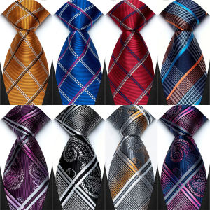 New Design Plaid & Checks 8cm Tie Red Blue Jacqurd Weave Neckties for Men Business Wedding Cravat Accessories Neck Ties Gifts