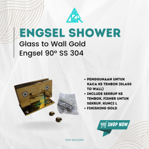 ENGSEL PINTU KACA SHOWER GOLD / PINTU KACA KAMAR MANDI (ENGSEL SHOWER GLASS TO WALL)