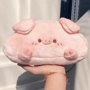 Funny Cute Plush Pink Pig Pencil Case Creativity Multi-functional Storage Bag Large-capacity Student Desktop Stationery Pencil Bag