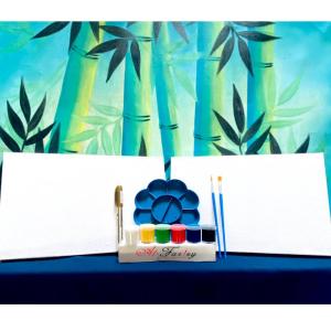 2 Buah Kanvas Lukis Ukuran 20x30 cm Lengkap dengan 2 Kuas Lukis Palet Cat Akrilik 6 Warna BOX BONUS Spidol