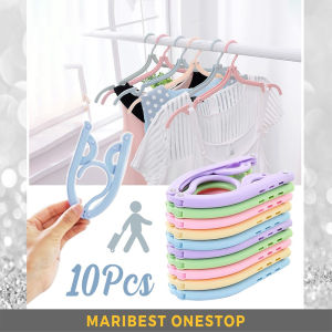 10PCS Foldable Travel Cloth Hanger Clothes Drying Rack with Anti-Slip Design Penyidai baju/tudung/tuala衣架防滑衣架