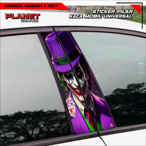Sticker Pilar Kaca Mobil Universal JOKER Bisa Custom Gambar/Foto 1 SET (Kanan Kiri) - RON Design