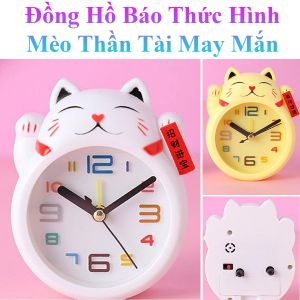 Đồng Hồ Báo Thức Hình Mèo Thần Tài May Mắn