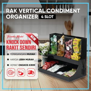 Condiment Organizer Vertical 4 Slot Bahan Full Akrilik