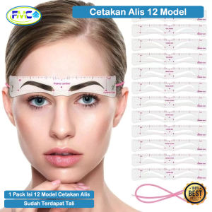 Cetakan Alis Tali Cetakan Pembentuk Alis Isi 12pcs Berbagai Macam Bentuk Eyebrow Ruler Stencil Cetakan Alis Tali Paket Lengkap