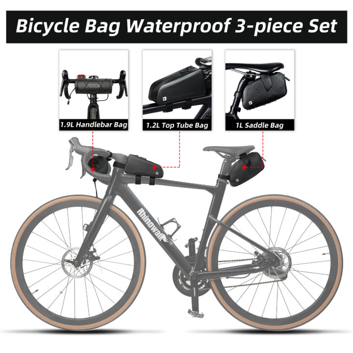 Rhinowalk Bicycle Bag Waterproof 3-Piece Set Handlebar Bag Top  Tube Bag 1L Saddle Bag Portable Removable Travel Commuting Storage Bike Bag 