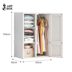 ANTBOX White Wardrobes Clothes Storage Cabinet with Hnagers for Bedroom Living Room Furniture Easy Install Foldable Larger Capacity Storage Organisers