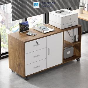 Tủ Tài Liệu Máy In Văn Phòng SIB Decor Có Hệ Bánh Xe Di Động Đa Năng HS24