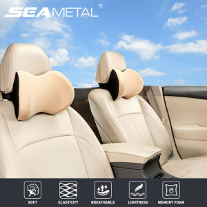 Car Head Pillow with Adjustable Strap Seat Balanced Softness Memory Foam Travel Headrests for Relieve Neck Pain
