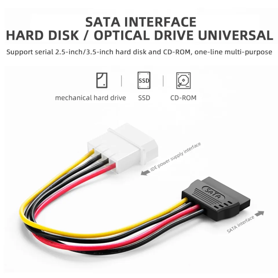 IDE Molex Pin to SATA Serial HDD Power Adapter Cable Hard Drive  Connector Male to Female Molex SATA Extension Cord