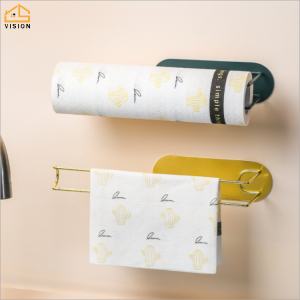 Vision ห้องครัว กระดาษตัวแขวนแบบม้วนภายใต้ ตู้กระดาษทิชชู่ม้วนกระเป๋าแขวน Rack ติดผนังตู้สดฟิล์มชั้นแขวน โถส้วมห้องน้ำชั้นวางผ้าขนหนู ผู้ถือ ที่เก็บโลหะ Organizer