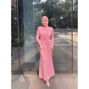 Diva Dress Polos Satin Silk Gamis Kondangan Bridesmaid Viral Friendly Gaun Lebaran