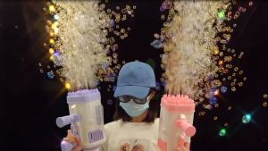 DM Kids Gatling 64-Hole Bubble Gun Charging Electric Rocket Launcher Wedding Bubble Machine Soap Water Children Outdoor Bath Toys