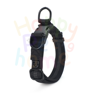 Happy Pet Home 19 ปลอกคอหมา สะท้อนแสง ปลอกคอสุนัข ปลอกคอกลางคืน ตัวล๊อกแน่นหนา อะไหล่เคลือบดำ