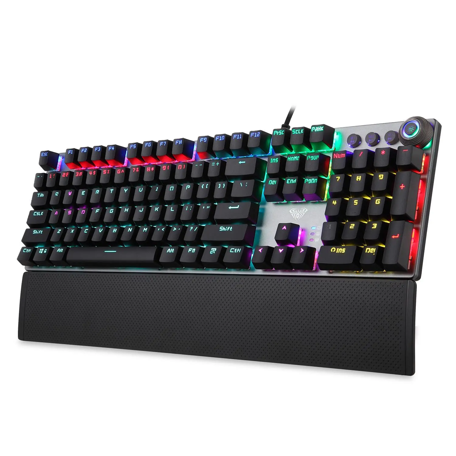 AULA Hotswap Mechanical Keyboard Gaming Keyboard 22 Backlit 108 Keys Anti-ghost Design Blue Switch/ Black Switch/ Brown Switch/ Red Switch PBT Keycaps Metal Pane，with Removable Wrist Rest，Programmable，USB Plug and Play，for PC/Laptop (F2058/F2088 )