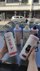 AU316 Stainless steel floating ball insulated cup stylish and cute perfect for girls portable outdoor cup with handle and straw