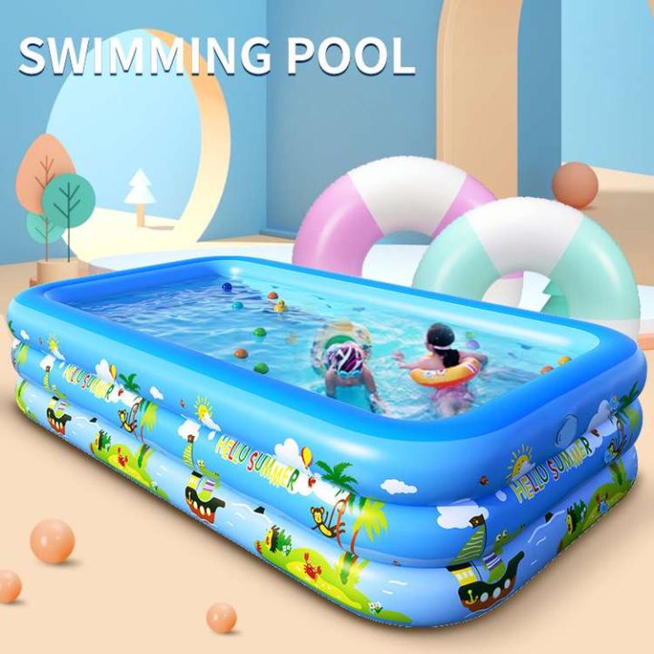 Inflatable Swimming Pool For Kids Family Rectangular Air Pump Baby Pool ...