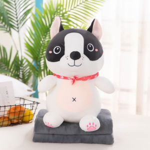 หมอนผ้าห่ม ตุ๊กตาชิบะ บูลด็อก ปั๊ก ผ้าห่มนาโน 1x1.6 m ตุ๊กตา ≈ 40 cm ลายปักอย่างดี ผ้านุ่มมาก ZumoIX