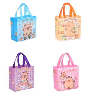 Cartoon Nonwoven Fabric Bag with Handle 9x9x4Inch Handheld Bag Shopping Bag For Wedding Kids Birthday Retail Packaging