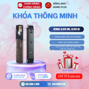 Khóa cửa vân tay Demax SL919 MG SL919 AC mở bằng Face ID 3D vân tay mật mã thẻ từ chìa cơ...