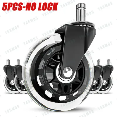 5 Pcs Office Chair Caster Wheels 3 Inch Swivel Rubber 360 PU Roller for Wood Floor Computer Chair Universal Wheel