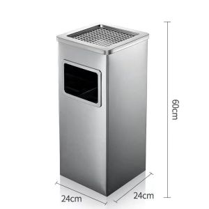 【48 hour shipping】Outdoor trash can stainless steel hotel trash can with ashtray and inner bucket