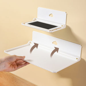 Foldable Plate Shelf Plastic Wall-mounted Folding Plate No Punching Rack Bathroom Bedroom Toilet Storage Plate