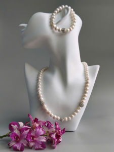 [ Woosilver ] Set Vòng Cổ Trai Ngọt Trắng Hồng Mix Hạt Charm - Secondhand - NTN4