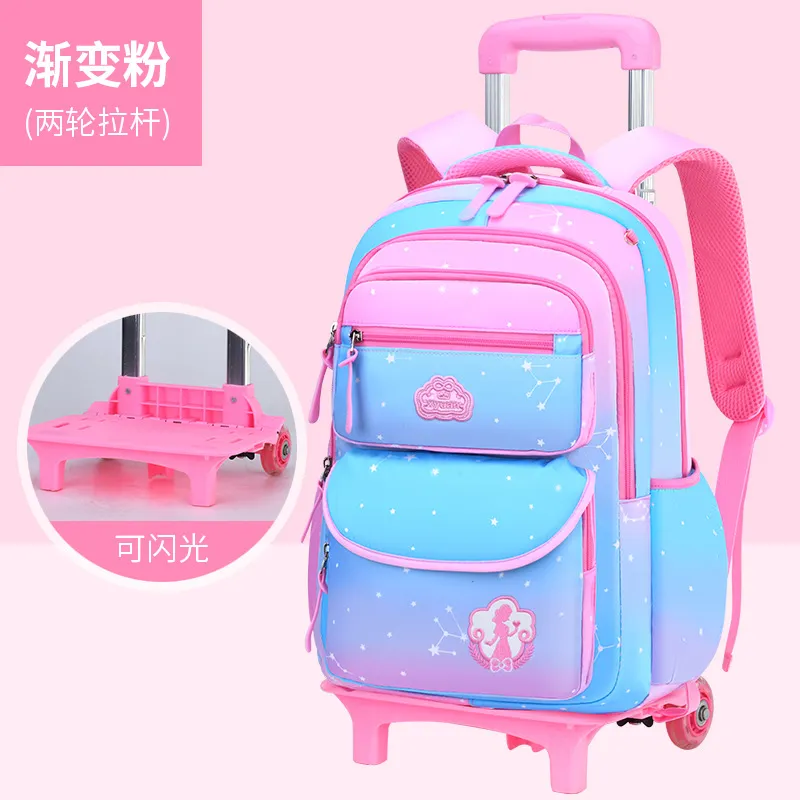 【Free Shipping】New Waterproof Kids Trolley Bag for girls Primary School  Trolley backpack cute baby SchoolBag with wheels Children Rolling Luggage 