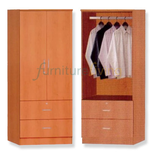 Furniture Living 2 Door Solid Plywood Wardrobe with NEW Soft Close Door