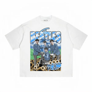Kaos Boxy Oversize The Beatles T-Shirt Pria dan Wanita Cotton Combed 20s - Baju Boxy Putih Skena