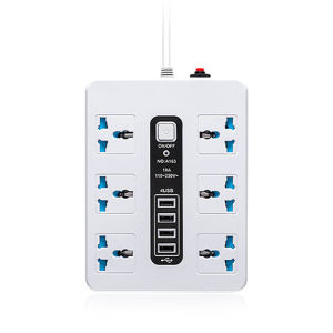 POWER SOCKET ELECTRIC 4 USB 6 COLOKAN - STOP KONTAK TERMINAL USB DAN COLOKAN LISTRIK - Power Strip Power Socket Charger Stop Kontak Usb Charger 2Meter | Power Socket Elektrik 4 USB 6 Colokan Type C HYB