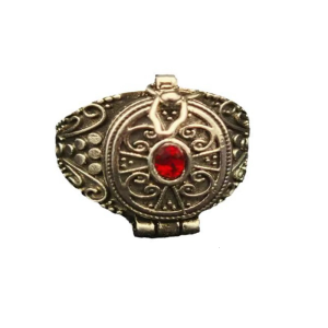 Nepalese Ghau Box Ring with Storage for Small Items or Amulets Designed for Fashionable Individuals and Culture Admirers