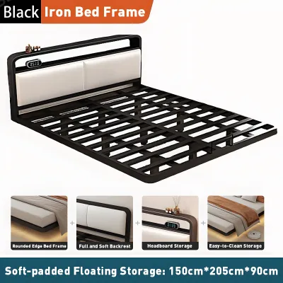 GOLD Suspension Bed Double Bed 100/120/150/180CM Stainless Steel Storage Thickening Iron Frame Bed Rental Room Iron Beds Household悬浮床