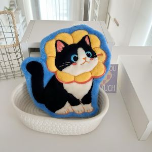 BENYTRO Soft Hand Towel Cute Cat Coral Fleece Bathroom Kerchief Cartoon Hanging Style Washcloth Kitchen