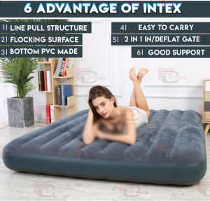 INTEX 64758/64108 1.37 Meter Inflatable Air Bed Mattress Double Size With 2-in-1 Valve For Fast Inflating And Deflating - Premium