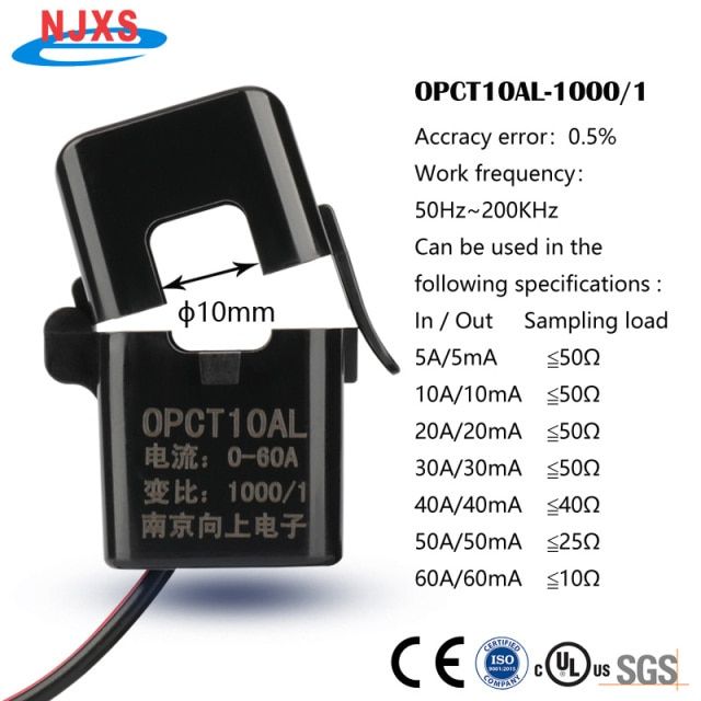 Micro Split Core Current Transformer Sensor Ac เปิดประเภท Ct Clamp 5a ...