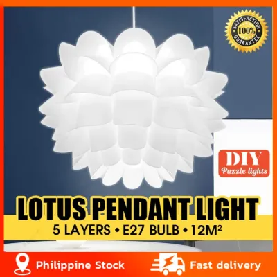 [Spot +24hours delivery]Modern Chandelier Ceiling Hanging Light Lampshade Inspired On Lotus Flower Design Pendant Lamp For Holiday Living Room Bedroom Study And Dinning Room Light Decoration 36cm Diameter