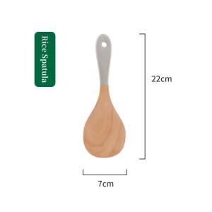 OMK ช้อนเสิร์ฟ Set Alat Masak ทำจากไม้พลั่วขนาดใหญ่ไม้พายข้าวตะหลิวสำหรับทอดรั่วสำหรับห้องครัว