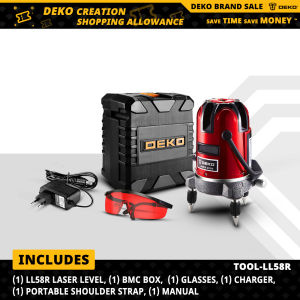 DEKO LL58 5 Lines 6 Points L*aser Level 360 Vertical & Horizontal Rotary Cross L*aser Line Leveling BMC Case can use Receiver