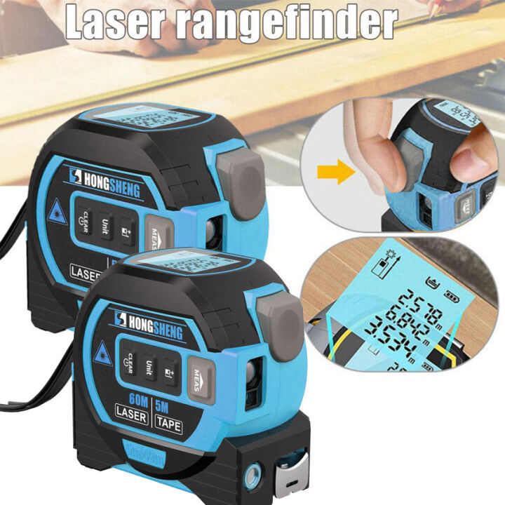 Laser Rangefinder 3 in 1 LCD Display with Backlight 5M Tape Measure ...