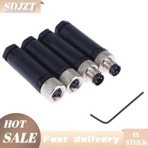 SDJZT M8 Sensor Connector Waterproof Malefemale Plug Screw Threaded Plug Coupling 3 4 Pin Flange Socket Back Mount