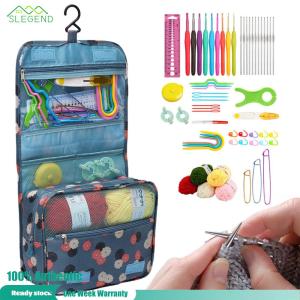 COD [จัดส่งฟรี] ชุดถักโครเชต์พร้อมชุดโครเชต์เริ่มต้นเคสชุดเครื่องมือศิลปะถักนิตติ้งสีสันสดใสที่จับตามหลักสรีรศาสตร์สำหรับคนรักโครเชต์