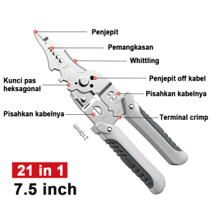 NESO Tang Kupa Kabel 28 IN 1  Wire Stripper Dekrustasi Pengupas Kawat Multi Alat Tang Alat Perbaikan Kawat Multifungsi Pemotong Pengupas Kabel Listrik NT-70