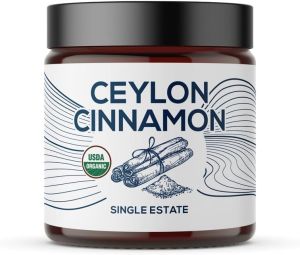 อบเชยซีลอนออร์แกนิก อบเชยพรีเมียมจากศรีลังกาที่บดสดใหม่ ไม่ใช่ GMO การค้าที่ยุติธรรมและปราศจากกลูเตนในขวดที่ปิดได้สำหรับทำอาหาร สมูทตี้ ลาเต้ และชา