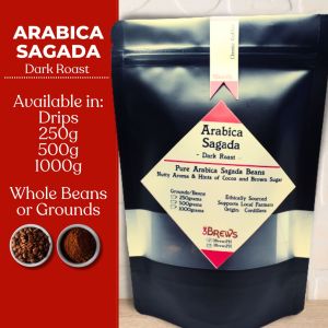 3Brews Arabica Sagada Flavored Coffee for Brewing - Whole Beans and Grounds Available in 250g 500g 1000g Aromatic Flavorful |  Grind As Per Order