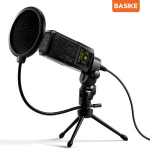 Basike ไมค์โครโฟน Microphone ไมโครโฟนคาราโอเกะ ไมโครโฟนอัจฉริยะ ไมโครโฟนร้อง ไมค์ไลฟ์สด ไมค์คาราโอเกะ พลักแอนด์เพลย์ ไม่จำเป็