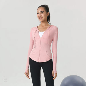 Jaket Hoodie Olahraga Polos Zipper Wanita Terbaru/Baju Atasan Sport Lengan Panjang Ritsleting Behan Spandex Fitness Yoga