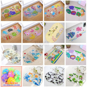 New 38cm*69cm Cute Cartoon Anti-Slip PVC Bath Mats With Sucker Bathroom Carpet Shower Pad Soft Massage Pad Multi-Color2026
